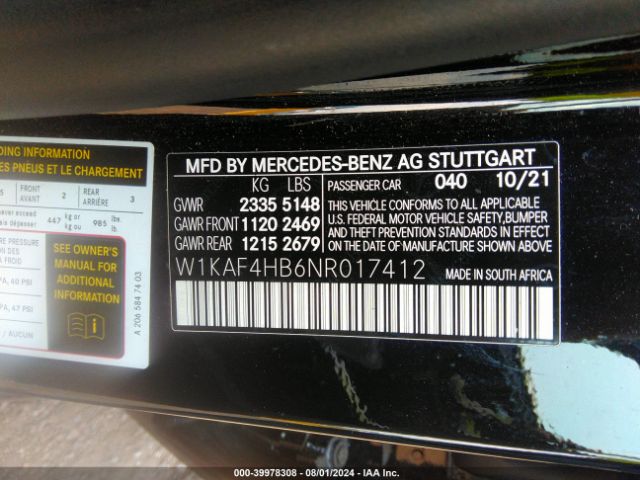 2022 MERCEDES-BENZ C 300 W1KAF4HB6NR017412 Photo 8