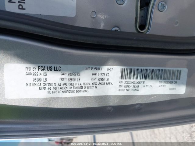2C3CDXHG5JH169167 Dodge Charger Sxt Plus Rwd