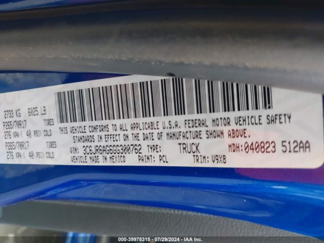 3C6JR6AG6GG300762 RAM 1500 Tradesman