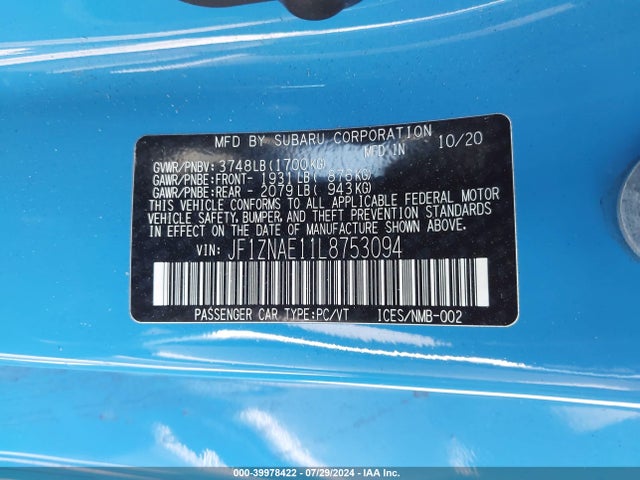 Toyota 86 GT 2020 JF1ZNAE11L8753094 Image 9