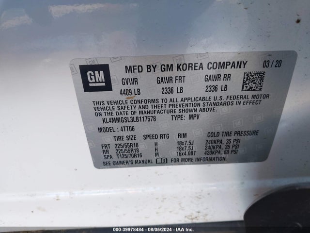 KL4MMGSL3LB117578 Buick Encore Gx Awd Essence
