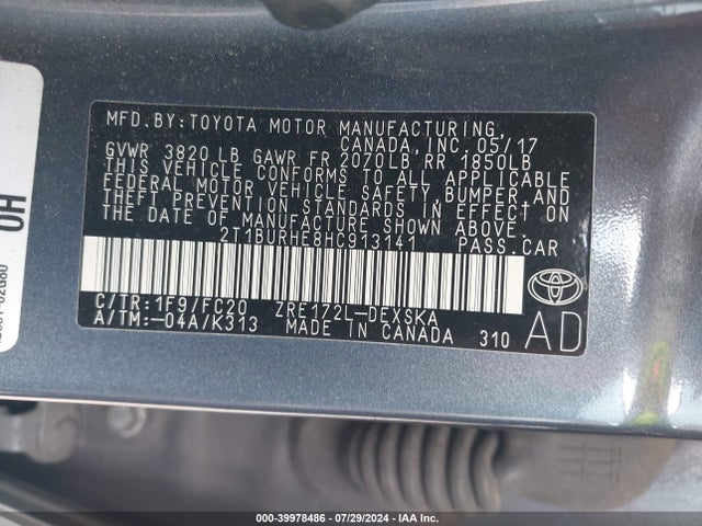 Toyota COROLLA SE 2017 2T1BURHE8HC913141 Image 9