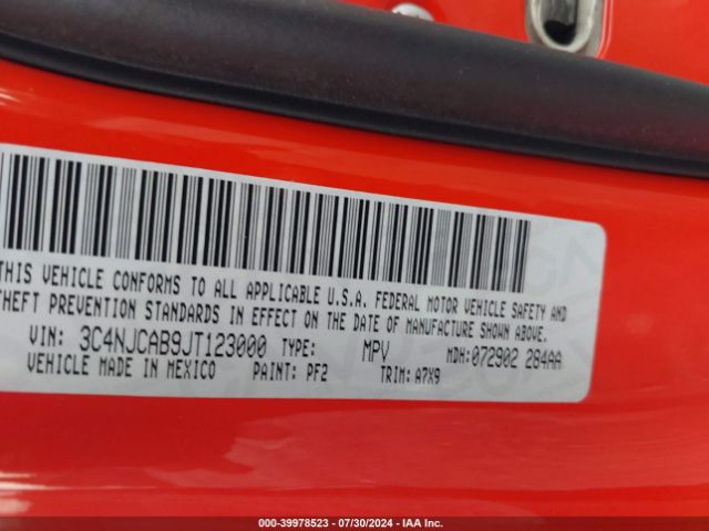 3C4NJCAB9JT123000 Jeep Compass Sport Fwd