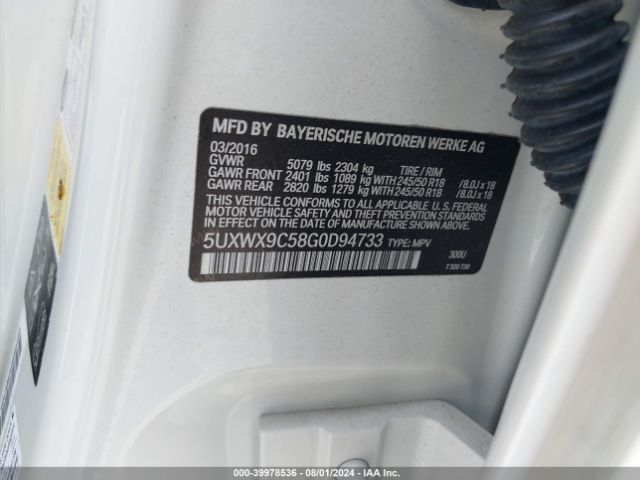 5UXWX9C58G0D94733 BMW X3 Xdrive28i