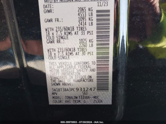 5N1BT3BA3PC931247 Nissan Rogue Sv Fwd