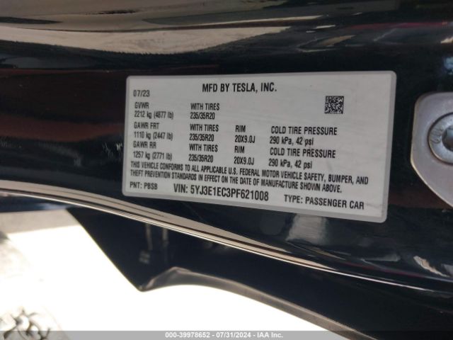 5YJ3E1EC3PF621008 Tesla Model 3 Performance Dual Motor All-wheel Drive