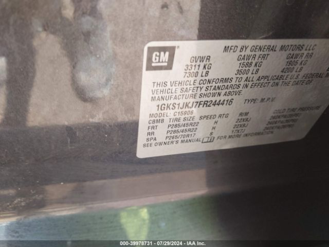 1GKS1JKJ7FR244416 GMC Yukon Xl 1500 Denali
