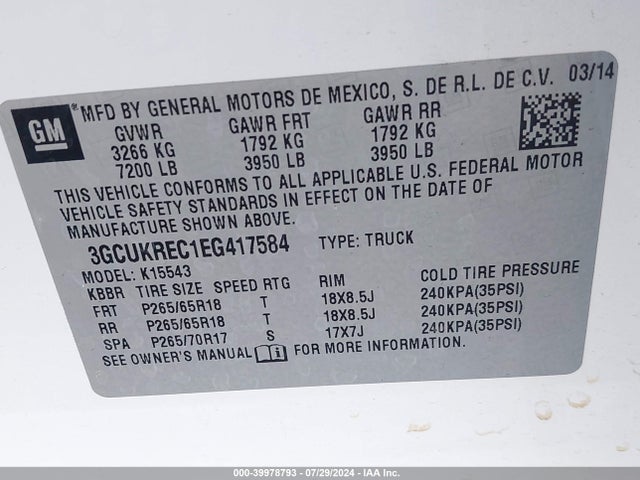 Chevrolet Silverado 1500 1lt 2014 3GCUKREC1EG417584 Image 9