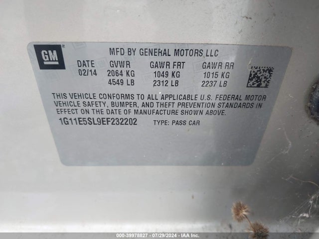 Chevrolet MALIBU 2LT 2014 1G11E5SL9EF232202 Image 9