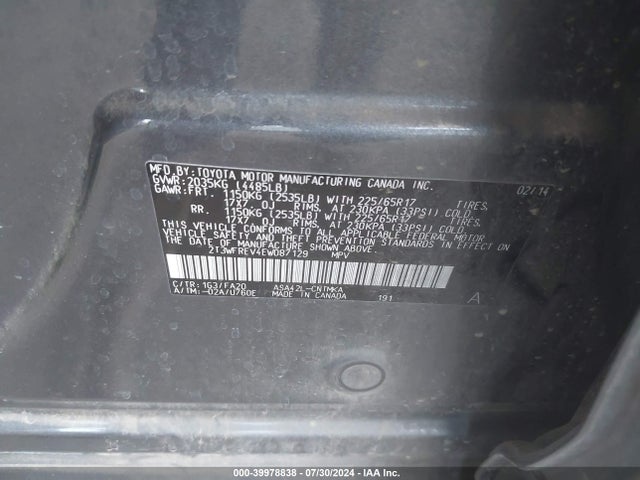 Toyota Rav4 Xle 2014 2T3WFREV4EW087129 Image 9