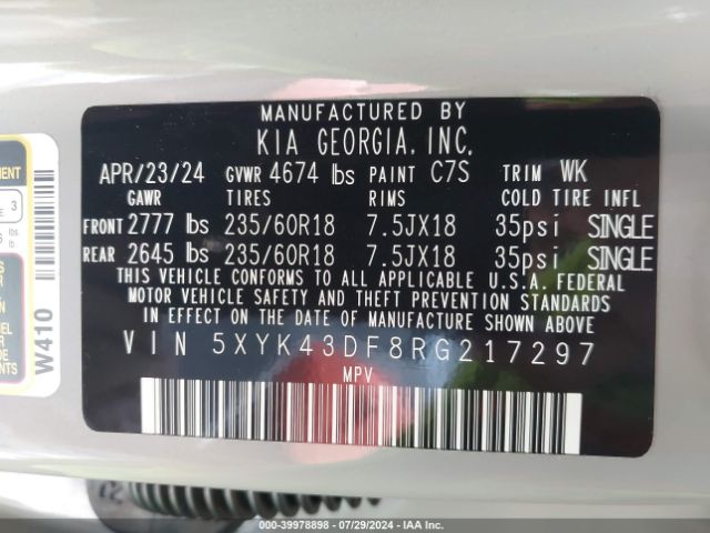 5XYK43DF8RG217297 KIA Sportage Sx
