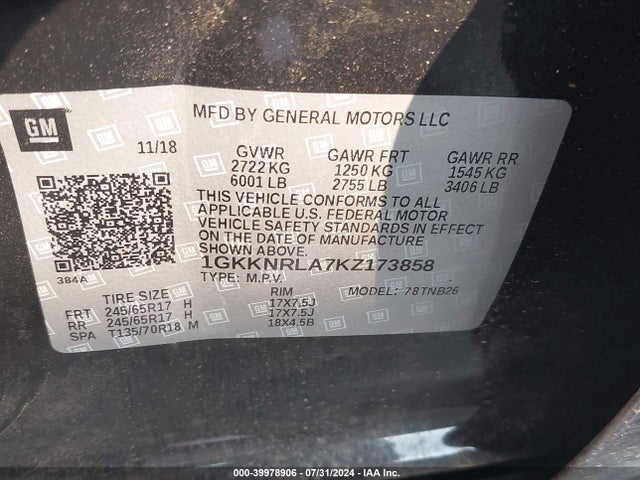 GMC Acadia Sle-1 2019 1GKKNRLA7KZ173858 Image 9