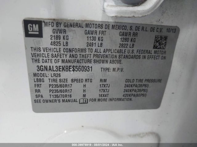 3GNAL3EK8ES560931 Chevrolet Captiva Sport Lt