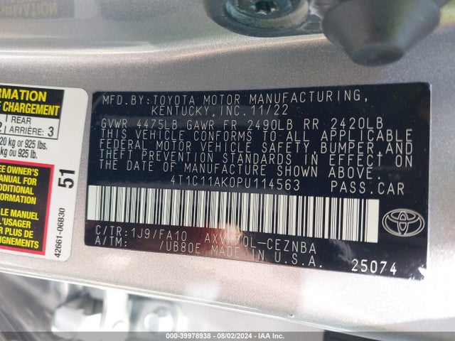 Toyota CAMRY LE 2023 4T1C11AK0PU114563 Image 9