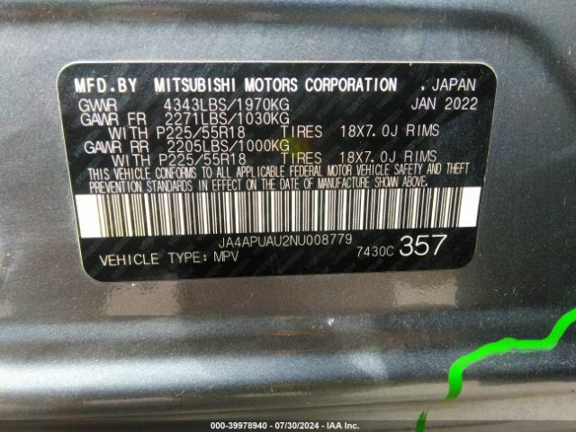 2022 MITSUBISHI OUTLANDER SPORT JA4APUAU2NU008779 Photo 8