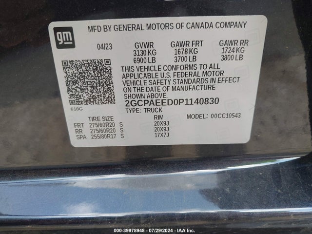 2GCPAEED0P1140830 Chevrolet Silverado 1500 2wd  Short Bed Ltz