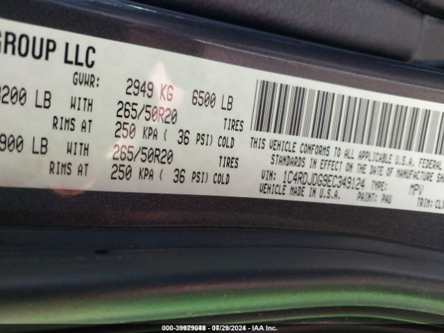 1C4RDJDG9EC349124 Dodge DURANGO LIMITED