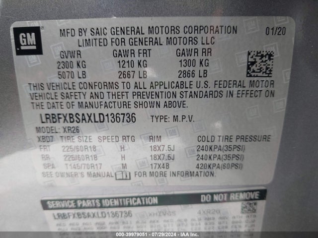 Buick Envision Fwd Preferred 2020 LRBFXBSAXLD136736 Image 9