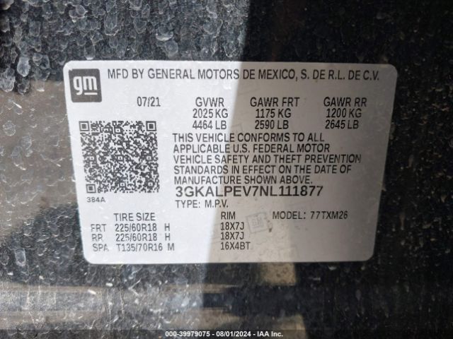 3GKALPEV7NL111877 GMC Terrain Fwd Slt