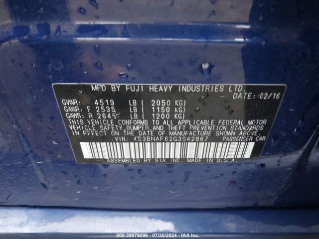 4S3BNAF62G3042867 Subaru Legacy 2.5i Premium