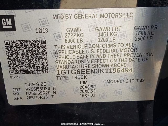 1GTG6EEN3K1196494 GMC Canyon Denali