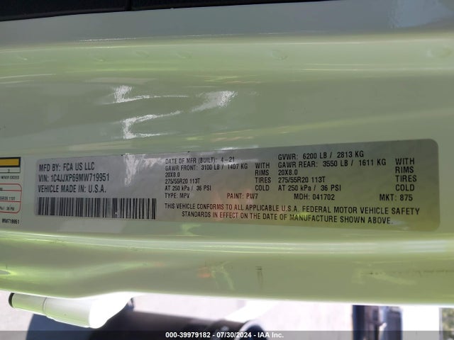 1C4JJXP69MW719951 Jeep Wrangler 4xe Unlimited Sahara 4x4