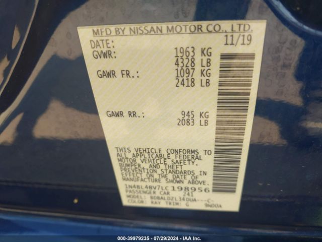1N4BL4BV7LC198956 Nissan Altima S Fwd