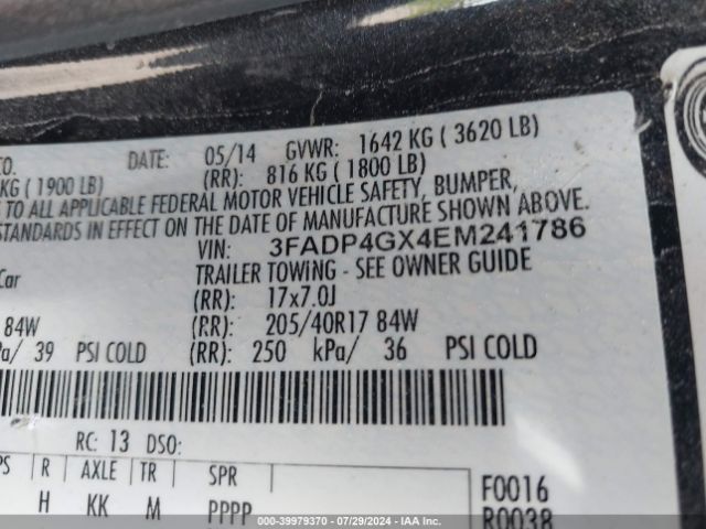 3FADP4GX4EM241786 Ford FIESTA ST