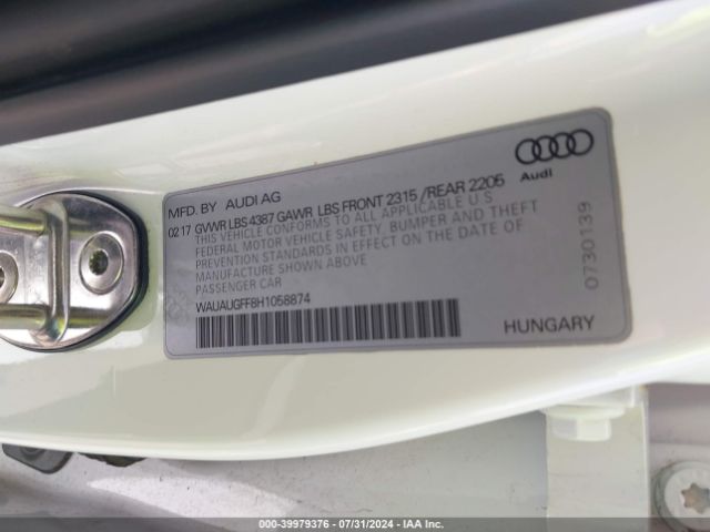 WAUAUGFF8H1058874 Audi A3 2.0t Premium