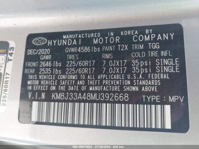 KM8J33A48MU392668 Hyundai Tucson Value
