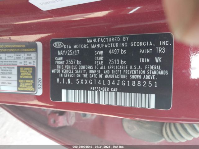 5XXGT4L34JG188251 KIA Optima S