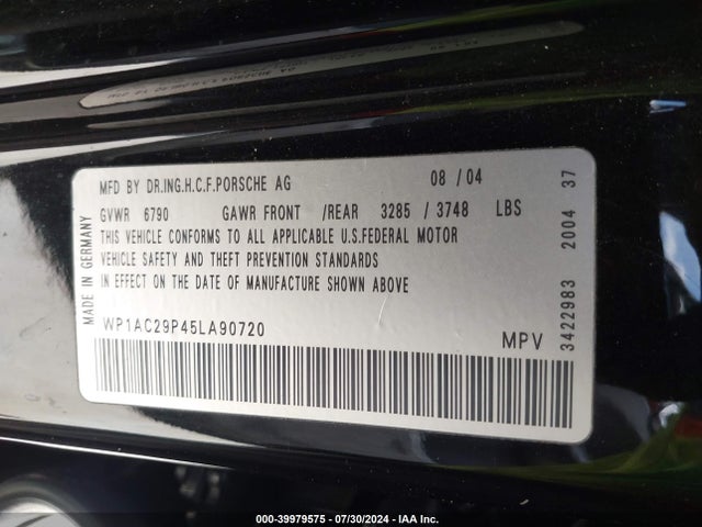 2005 PORSCHE CAYENNE WP1AC29P45LA90720 Photo 8