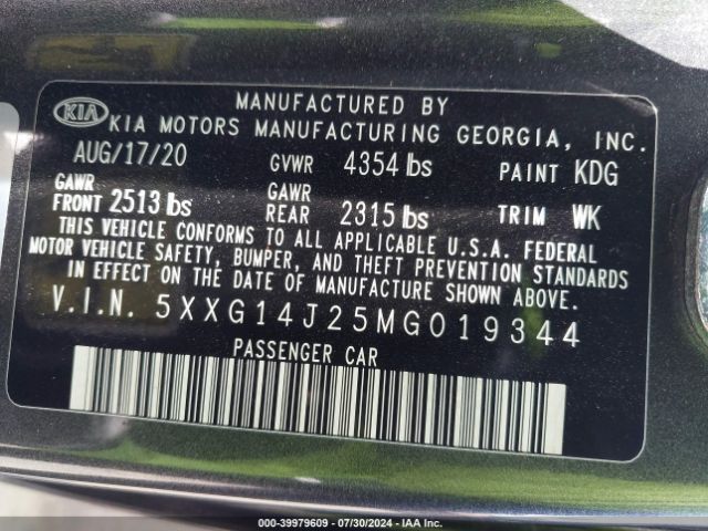 5XXG14J25MG019344 KIA K5 LXS