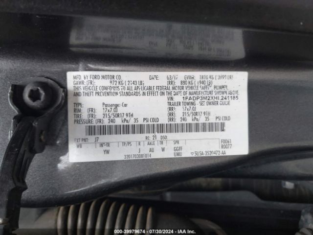 1FADP3M2XHL241185 Ford FOCUS SEL