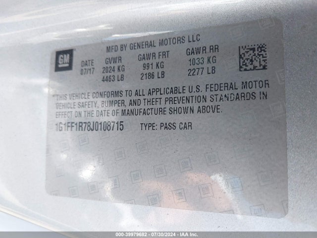 Chevrolet Camaro 1ss 2018 1G1FF1R78J0108715 Image 9