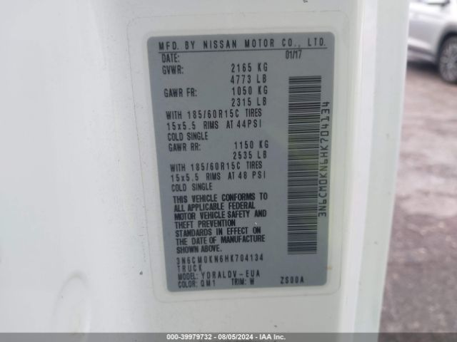 3N6CM0KN6HK704134 Nissan Nv200 S