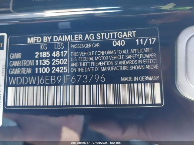 WDDWJ6EB9JF673796 Mercedes-Benz Amg C 43 4matic