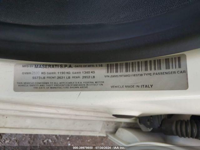ZAM57RTA8G1183738 Maserati Ghibli S Q4