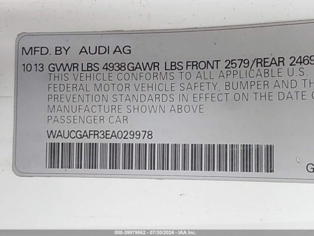 WAUCGAFR3EA029978 Audi S5 3.0t Premium Plus