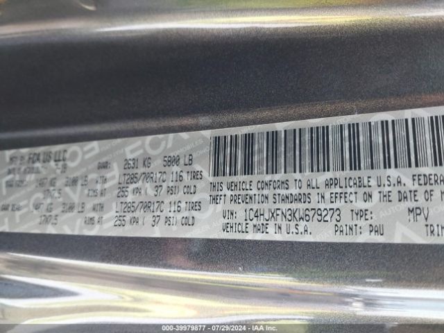 1C4HJXFN3KW679273 Jeep Wrangler Unlimited Rubicon 4x4