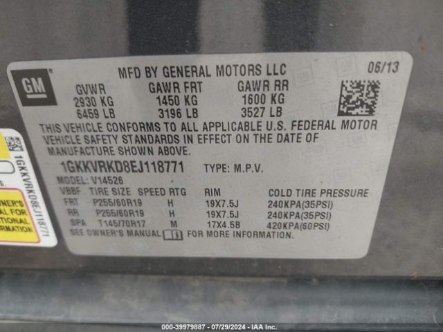 1GKKVRKD8EJ118771 GMC Acadia Slt-1