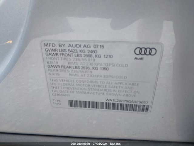 WA1L2AFP9GA029657 Audi Q5 2.0t Premium