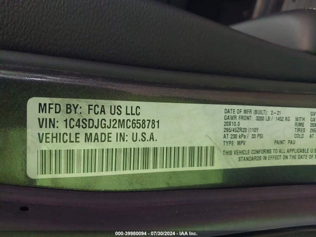 Dodge Durango Srt 392 Awd 2021 1C4SDJGJ2MC658781 Image 9