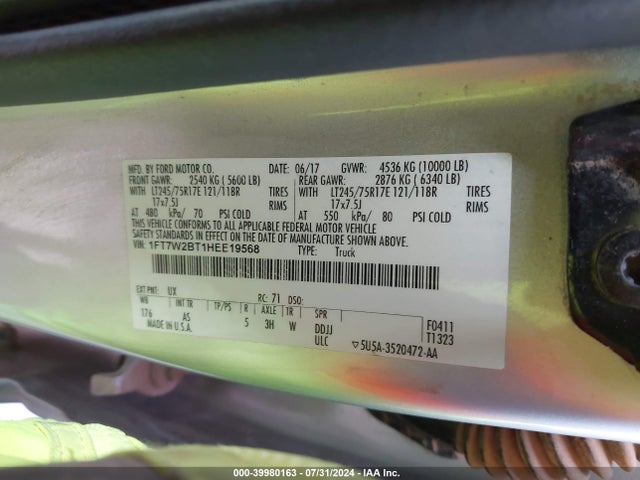 Ford F-250 Xl 2017 1FT7W2BT1HEE19568 Image 9