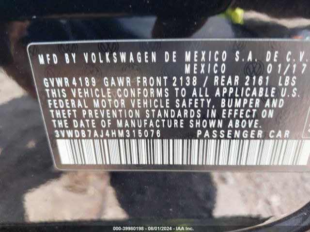 3VWDB7AJ4HM315076 Volkswagen Jetta 1.4t Se