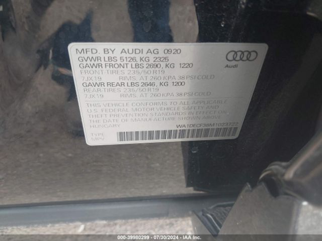 WA1DECF38M1023722 Audi Q3 Premium 45 Tfsi S Line Quattro Tiptronic