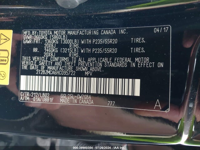 Lexus RX 350 2017 2T2BZMCA6HC095722 Image 9