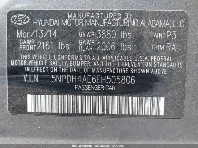 Hyundai ELANTRA SE 2014 5NPDH4AE6EH505806 Image 9