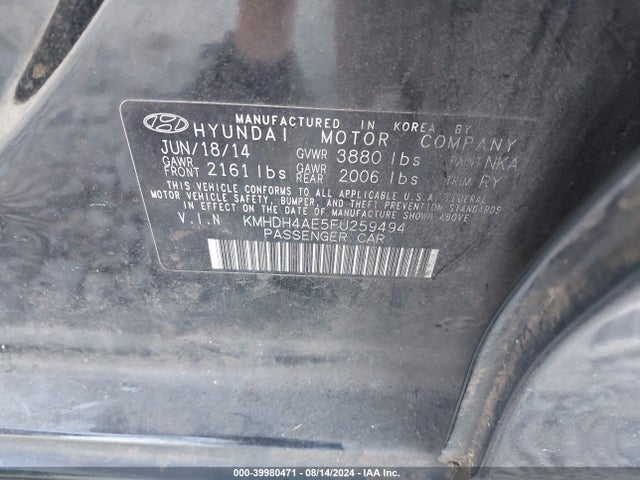 Hyundai ELANTRA SE 2015 KMHDH4AE5FU259494 Image 9