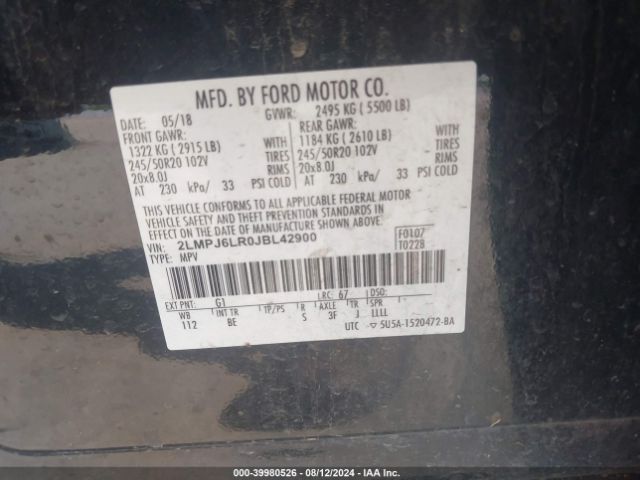 2LMPJ6LR0JBL42900 Lincoln Mkx Reserve